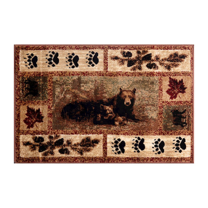 Flash Furniture Vassa 5X7 Bear -Cubs Area Rug, Brown