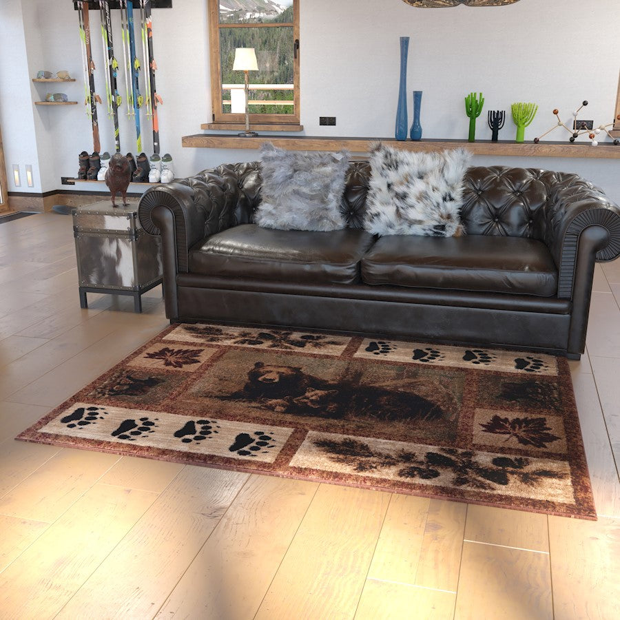 Flash Furniture Vassa 5X7 Bear -Cubs Area Rug, Brown