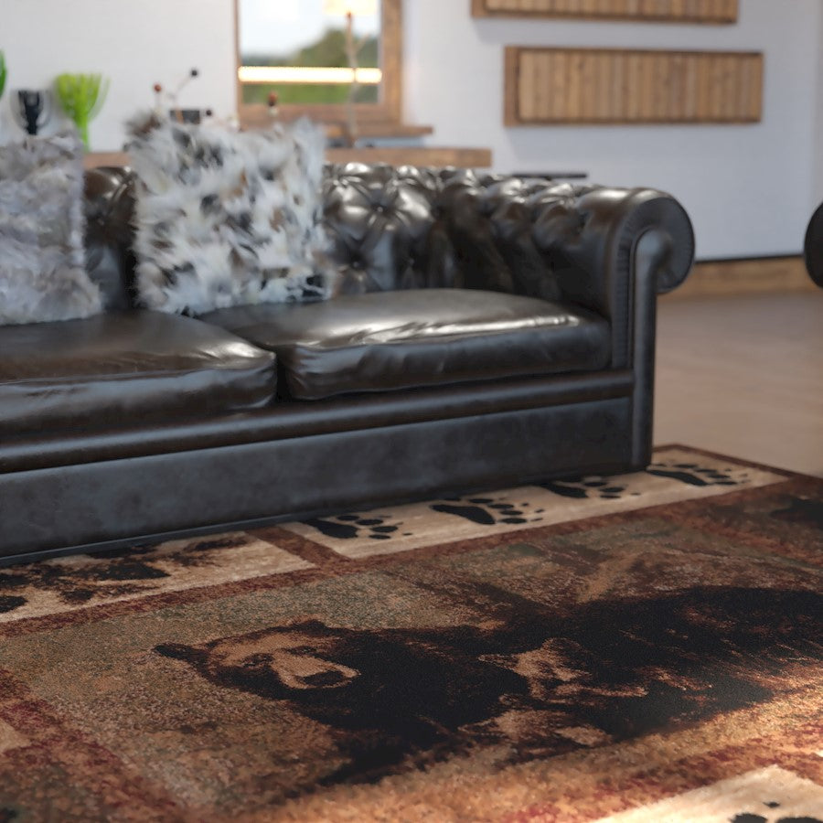 Flash Furniture Vassa 5X7 Bear -Cubs Area Rug, Brown