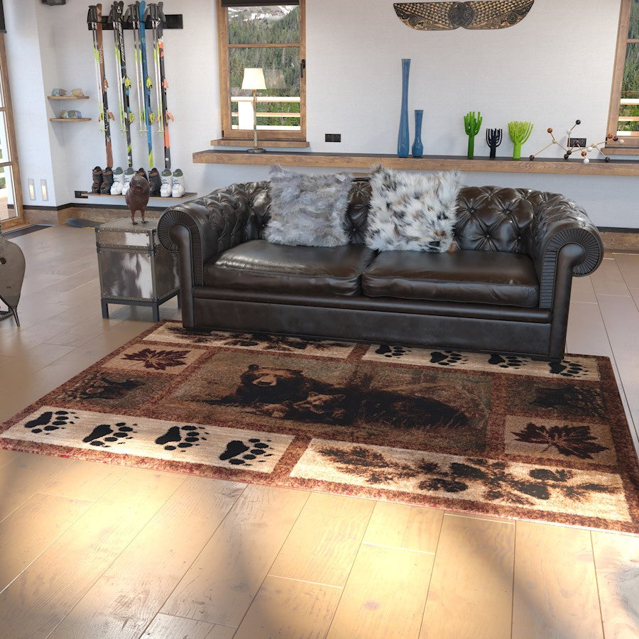 Flash Furniture Vassa 6X9 Bear -Cubs Area Rug, Brown