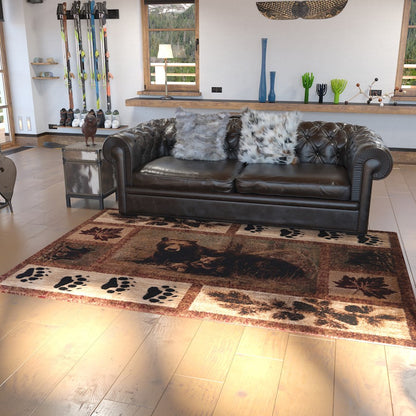 Flash Furniture Vassa 6X9 Bear -Cubs Area Rug, Brown