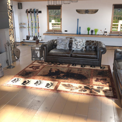 Flash Furniture Vassa 8X10 Bear -Cubs Area Rug, Brown