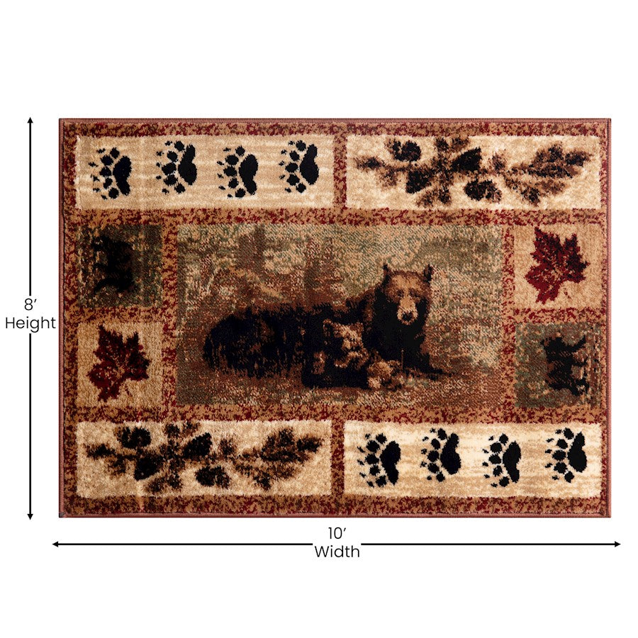 Flash Furniture Vassa 8X10 Bear -Cubs Area Rug, Brown