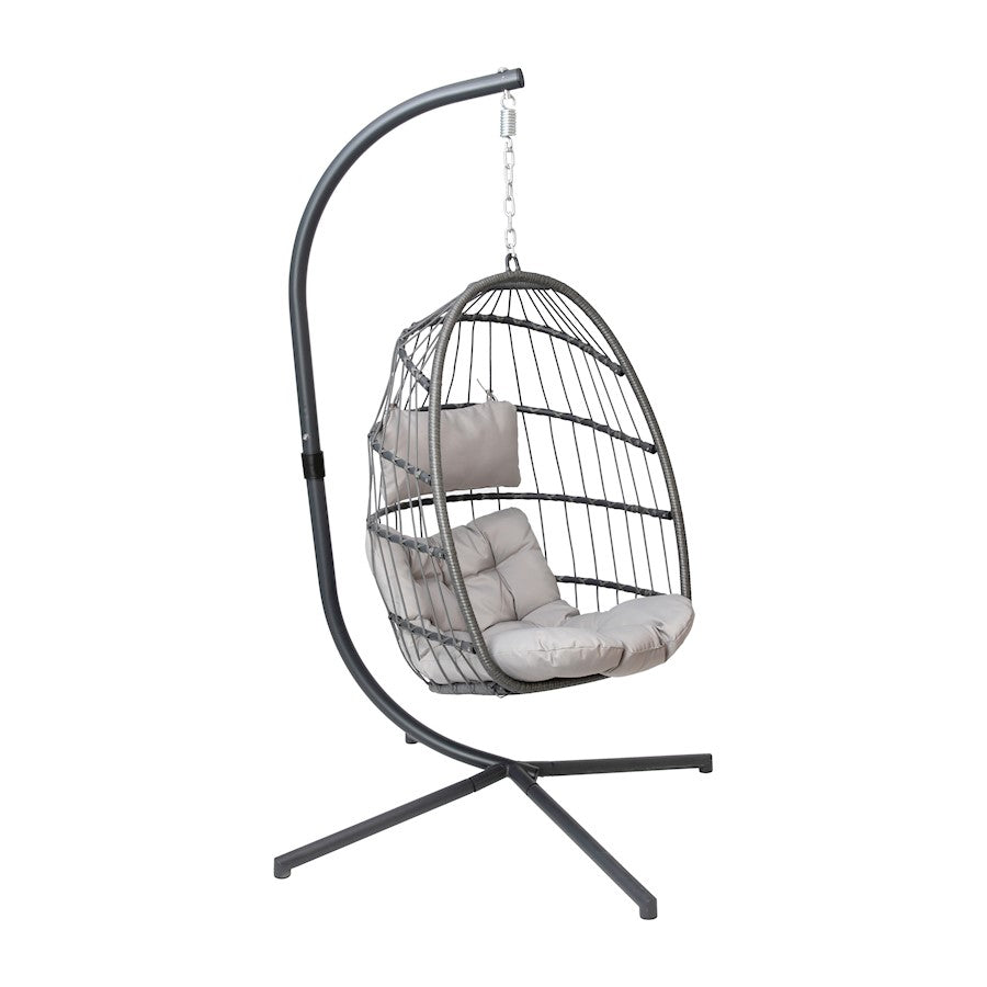 Flash Furniture Cleo Patio Hanging Egg Chair, Gray