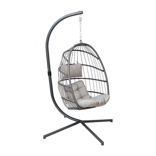 Flash Furniture Cleo Patio Hanging Egg Chair, Gray