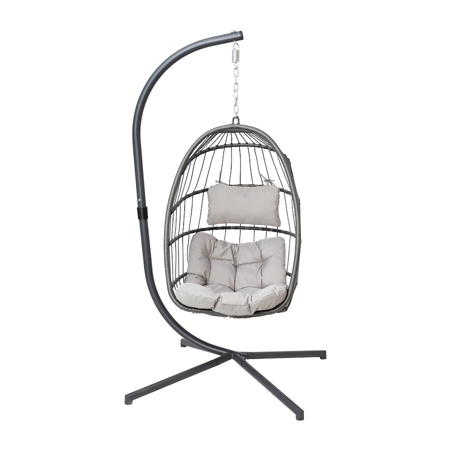 Flash Furniture Cleo Patio Hanging Egg Chair, Gray