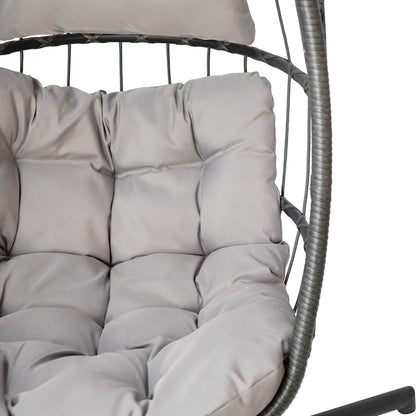 Flash Furniture Cleo Patio Hanging Egg Chair, Gray