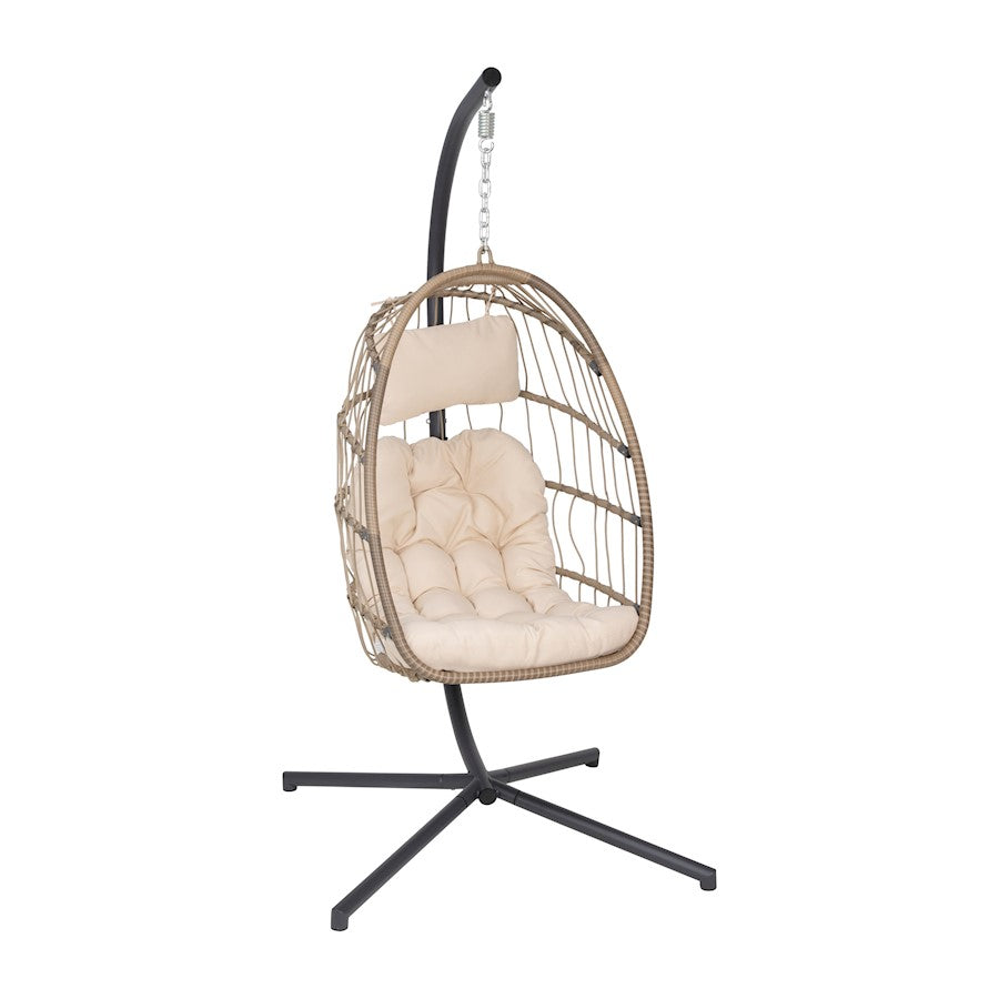 Flash Furniture Cleo Patio Hanging Egg Chair, Natural
