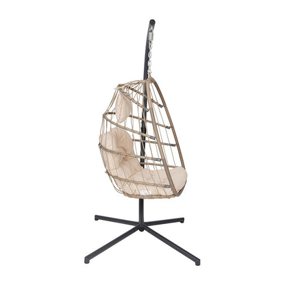 Flash Furniture Cleo Patio Hanging Egg Chair, Natural