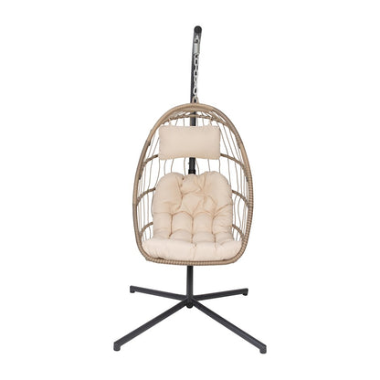 Flash Furniture Cleo Patio Hanging Egg Chair, Natural
