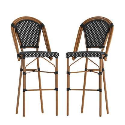 Flash Bordeaux 30" French Barstool, Black/White