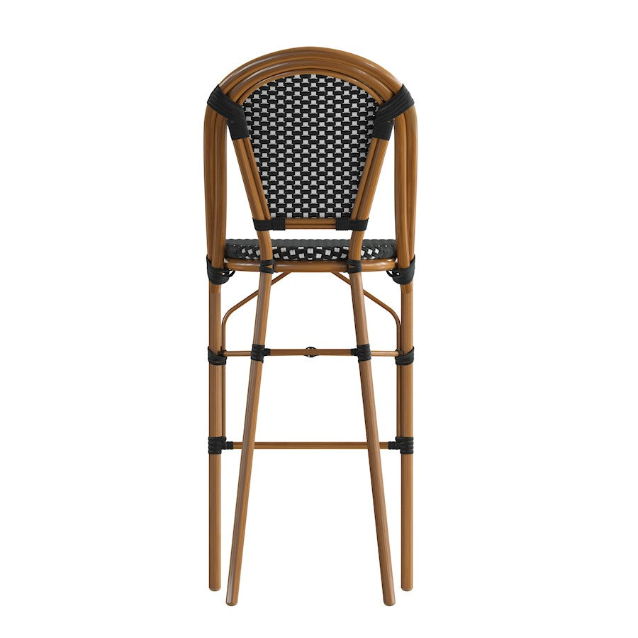 Flash Bordeaux 30" French Barstool, Black/White