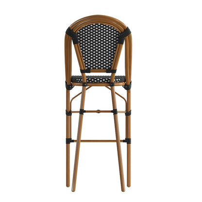 Flash Bordeaux 30" French Barstool, Black/White
