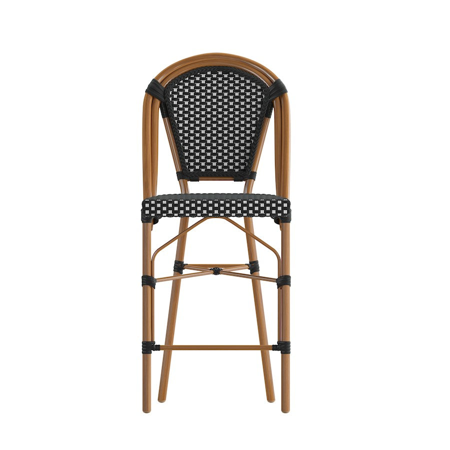 Flash Bordeaux 26" French Counter Stool, BK/WH