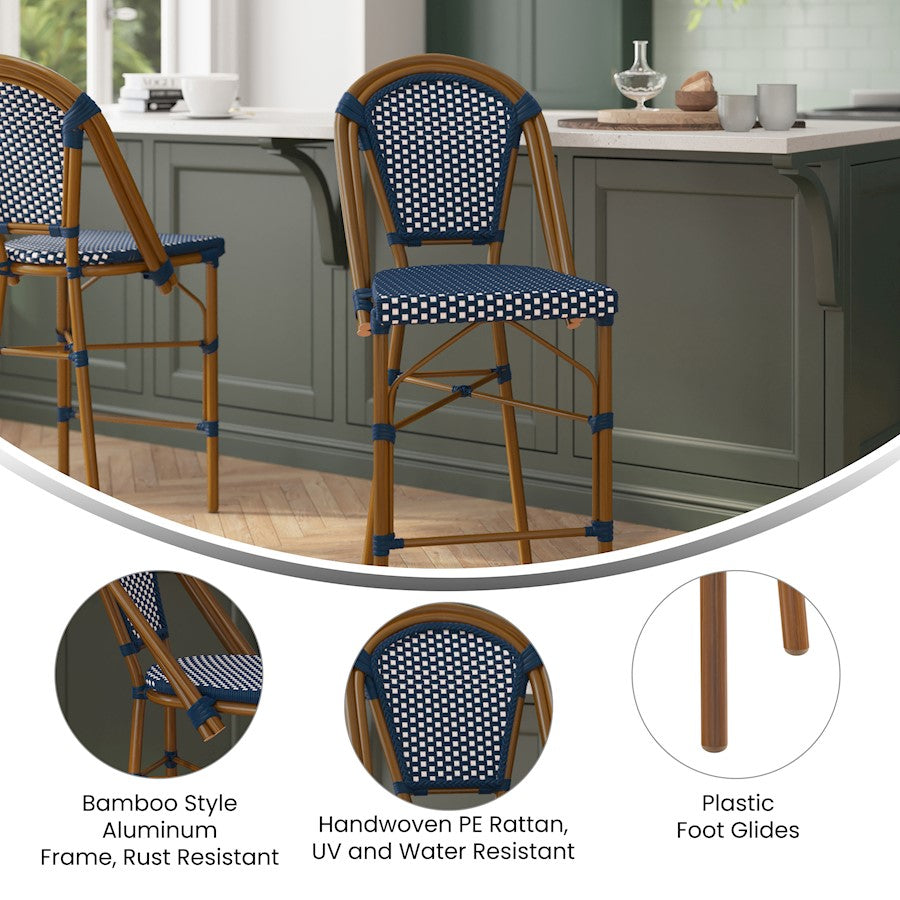 Flash Bordeaux 26" French Counter Stool, NV/WH