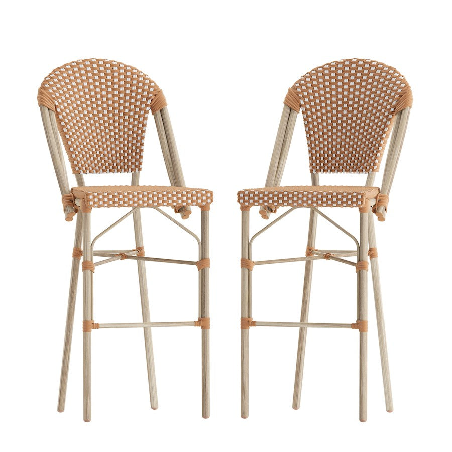 Flash Lourdes 30" French Barstool, Nat/WH