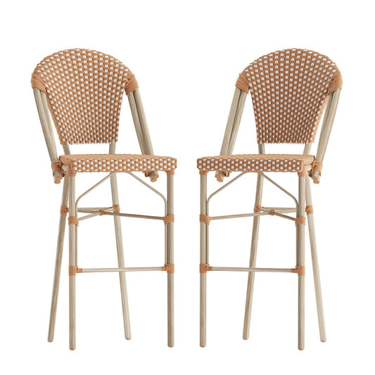 Flash Lourdes 30" French Barstool, Nat/WH