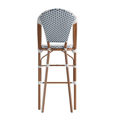 Flash Lourdes 30" French Barstool, White/Navy