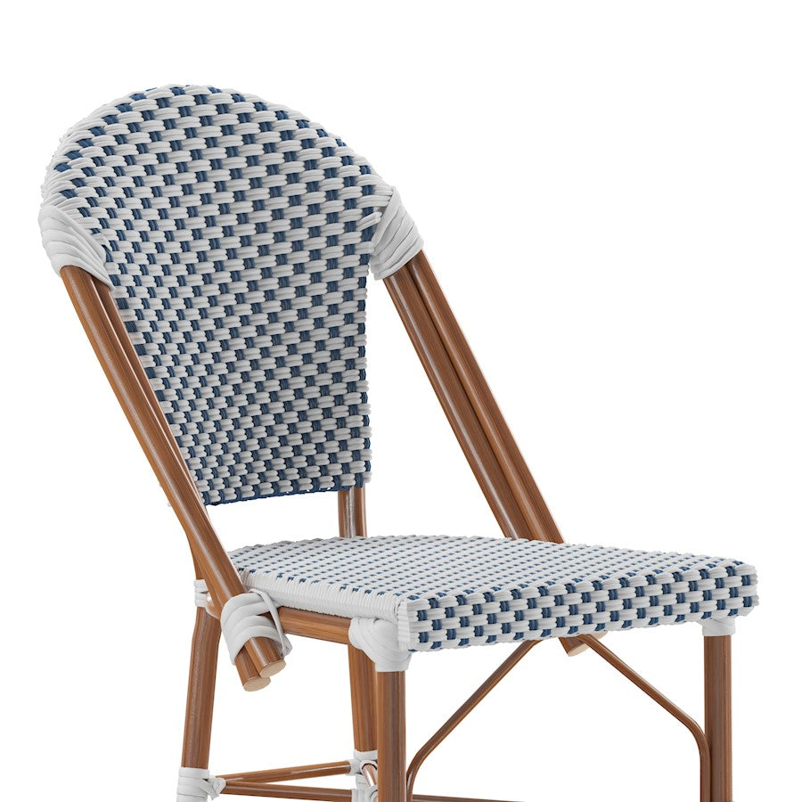 Flash Lourdes 30" French Barstool, White/Navy