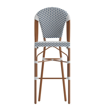 Flash Lourdes 30" French Barstool, White/Navy