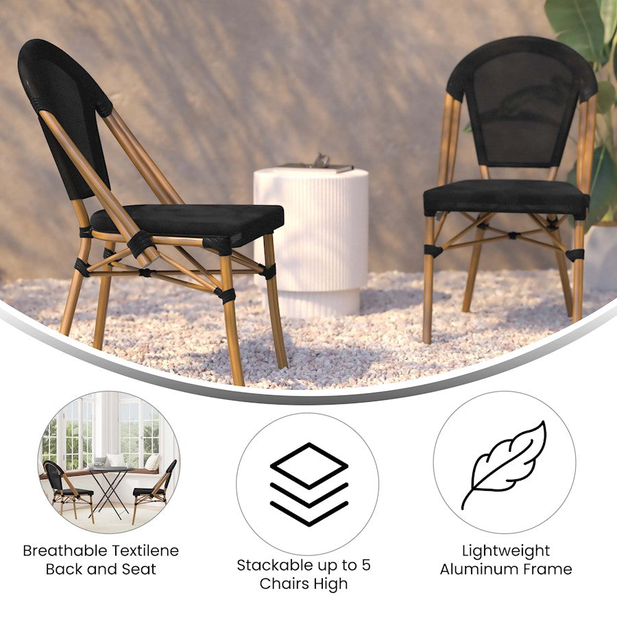 Flash Marseille French Cafe Chair, Black