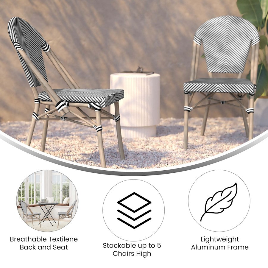 Flash Marseille French Cafe Chair, Black/White