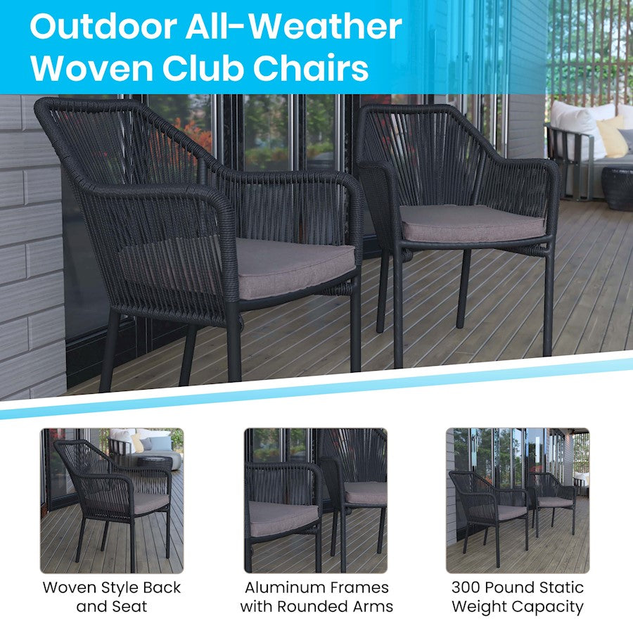 Flash Furniture Kallie Patio Chairs, Set Of 2, Black