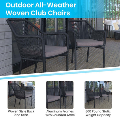 Flash Furniture Kallie Patio Chairs, Set Of 2, Black