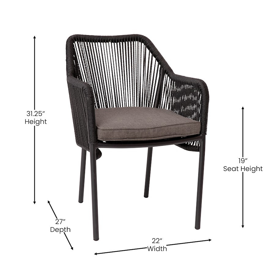 Flash Furniture Kallie Patio Chairs, Set Of 2, Black