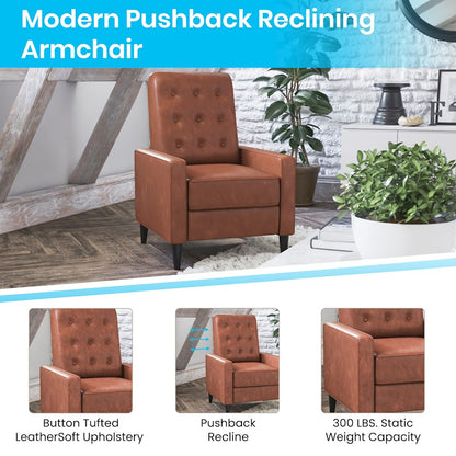 Flash Furniture Ezra Pushback Recliner, Cognac Brown
