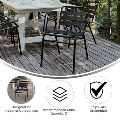 Flash Lila Slat Back Chair, Black