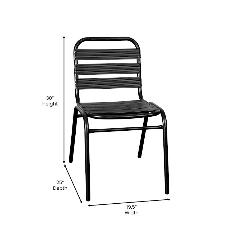 Flash Lila Slat Back Chair, Black