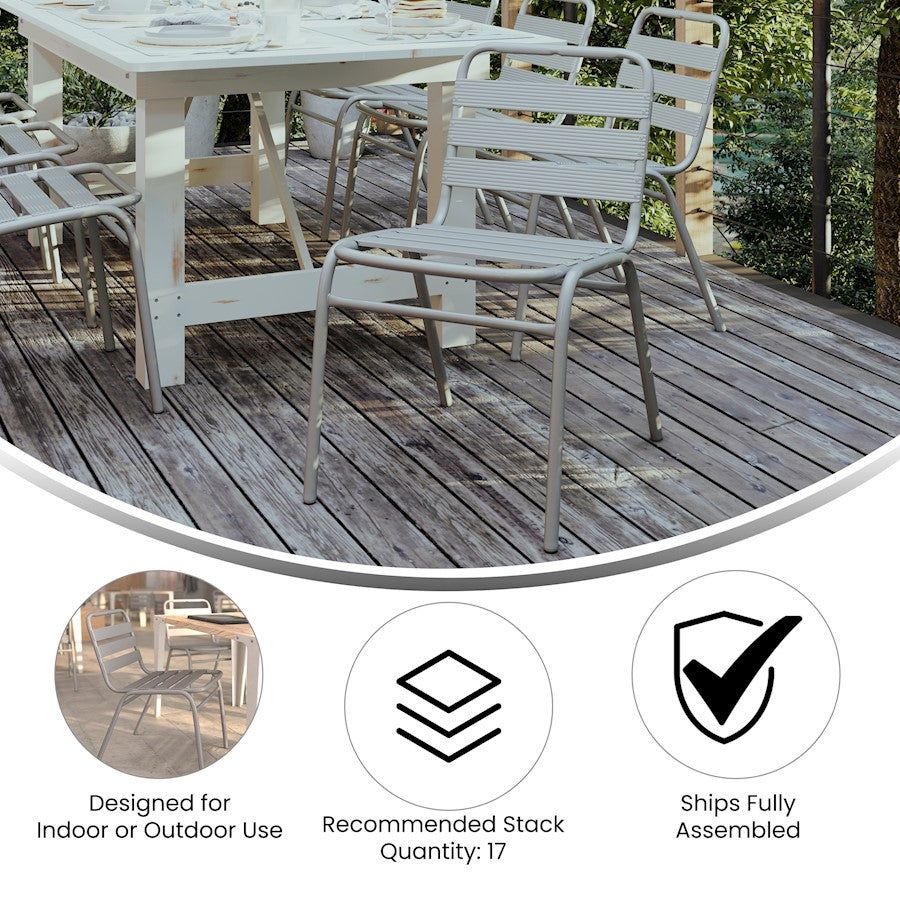 Flash Lila Slat Back Chair, Silver
