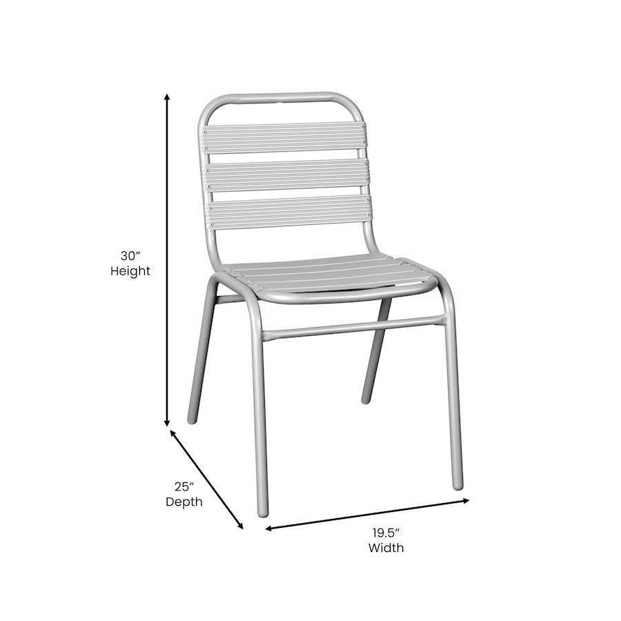 Flash Lila Slat Back Chair, Silver
