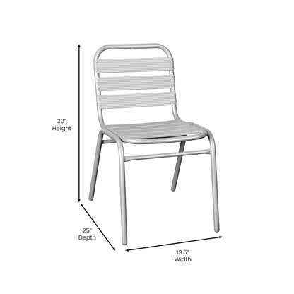Flash Lila Slat Back Chair, Silver