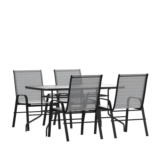Flash Furniture Brazos 5 PC Patio, Table/4 Chairs, GY