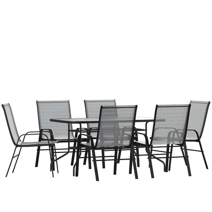 Flash Furniture Brazos 7 PC Patio, Table/4 Chairs, GY