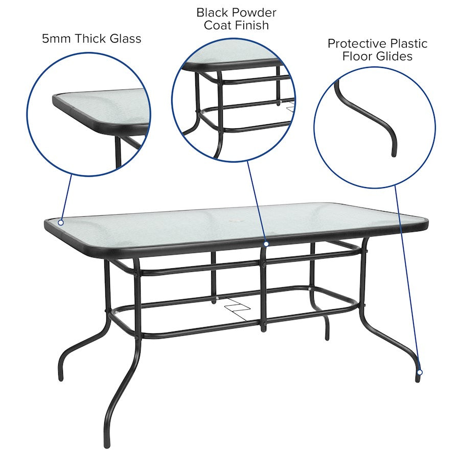 Flash Furniture Brazos 7 PC Patio, Table/4 Chairs, GY