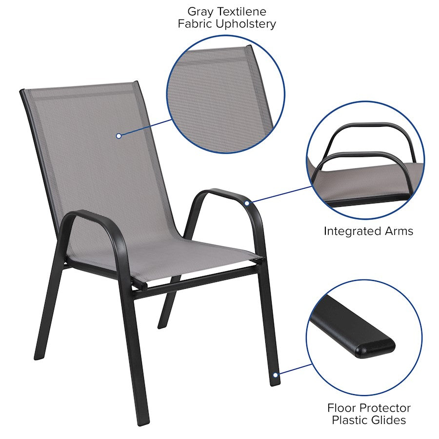 Flash Furniture Brazos 7 PC Patio, Table/4 Chairs, GY