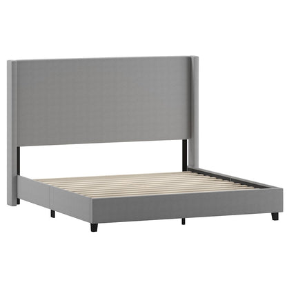 Flash Furniture Quinn King Size Platform Bed/Headboard, Gray