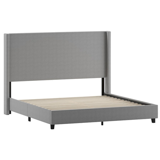 Flash Furniture Quinn King Size Platform Bed/Headboard, Gray