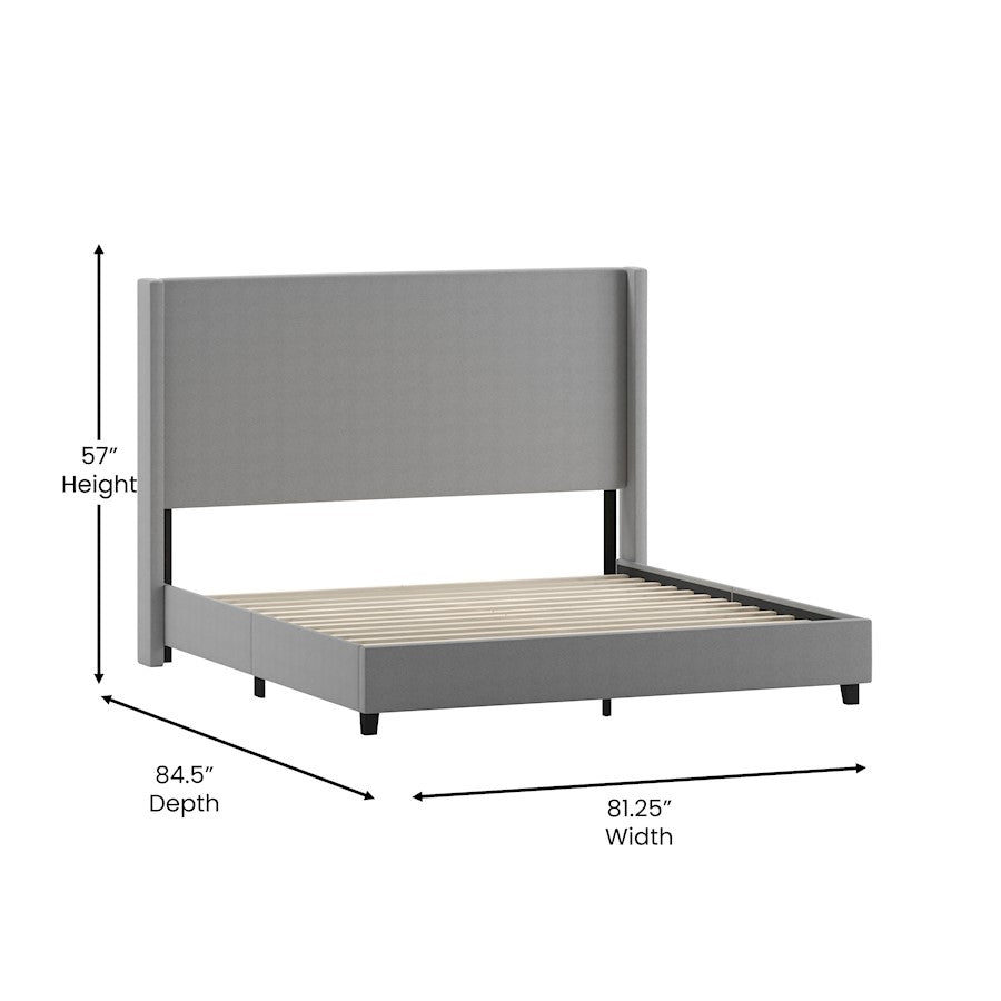 Flash Furniture Quinn King Size Platform Bed/Headboard, Gray