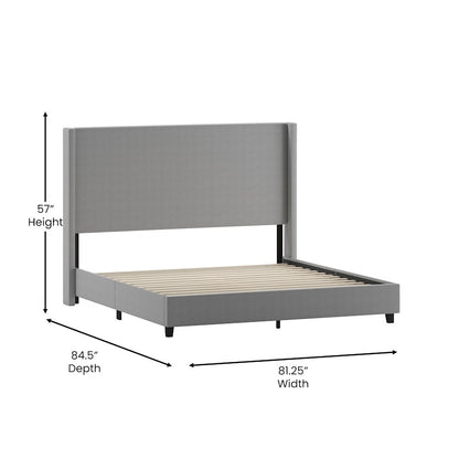Flash Furniture Quinn King Size Platform Bed/Headboard, Gray