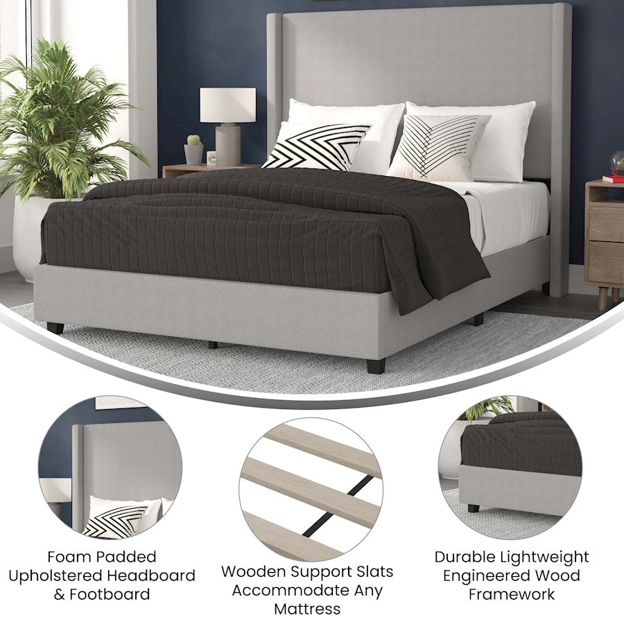 Flash Furniture Quinn Queen Size Platform Bed/Headboard, Gray