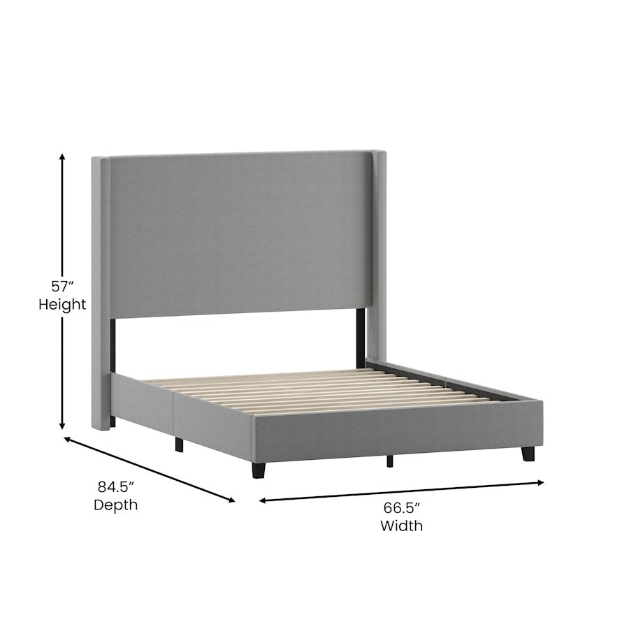 Flash Furniture Quinn Queen Size Platform Bed/Headboard, Gray