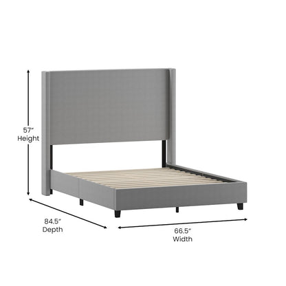 Flash Furniture Quinn Queen Size Platform Bed/Headboard, Gray