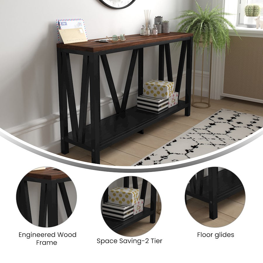 Flash Charlotte Entry Table, Black/Walnut