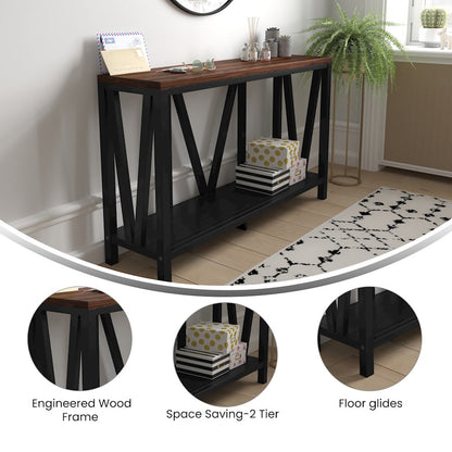 Flash Charlotte Entry Table, Black/Walnut
