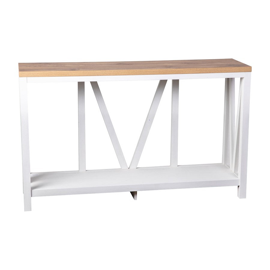 Flash Charlotte Entry Table, White/Warm Oak