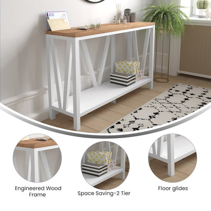 Flash Charlotte Entry Table, White/Warm Oak